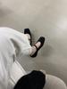 French Retro Mary Jane Shoes Women's Autumn Models with Flat Bottom Square Head Single Shoes Inner Height Increase with Skirt Women's Shoes