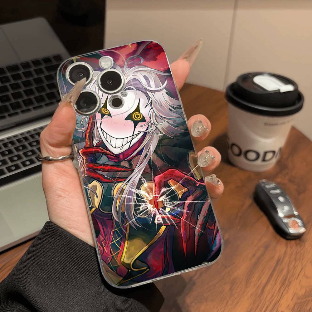 Anime The Freak Circus Pierrot Transparent Phone Case For IPhone 16 15 14 13 12 11 Pro Max Plus Soft Cover