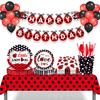 Ladybug Theme Disposable Tableware Set Seven Star Lady Bug Paper Plates Napkins Cups Happy Girls Insect Birthday Party Decor