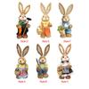 Handmade Straw Rabbit Figurine Easter Bunny Ornament for Dining Room Table Dollhouse Miniatures