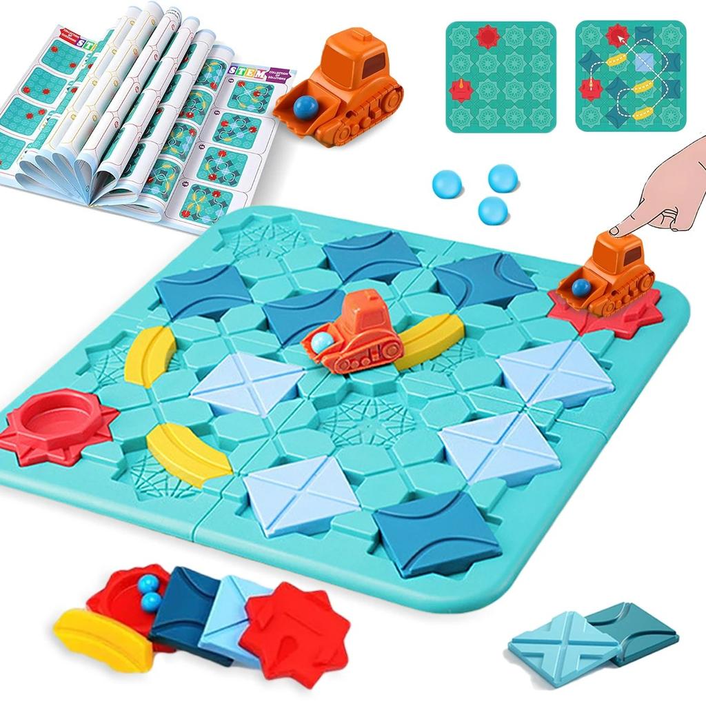 Kid Road Building  Maze Game 118 Challenge Logical Thinking Montessori Educational Puzzle Toy Builder Maze Racer Board Game Gift
