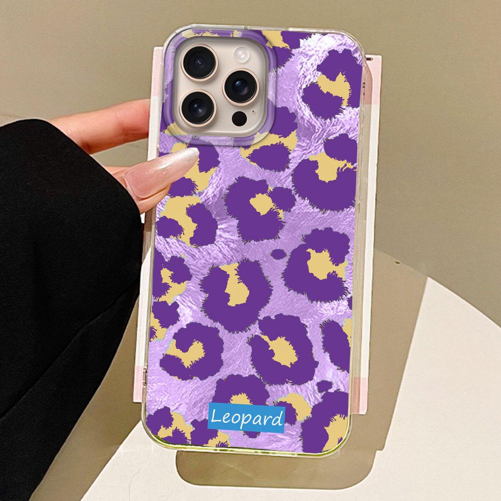 Retro Gradient purple Leopard Girls Phone Case for iphone 16 15 14 7 8 Plus 13 11 12 Pro Max X XS XR SE 2022 2020 16e Back Cover