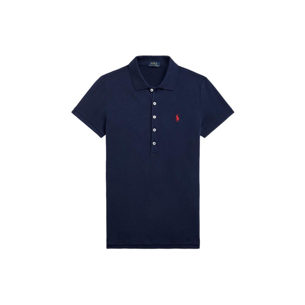 Polo Ralph Lauren SS22 Logo Embroidered Solid Color Pullover Short Sleeve Polo Shirt Women tops Navy-Blue WMPOKNINCU20374