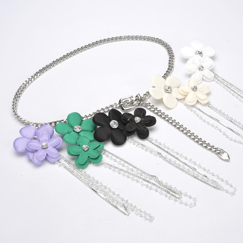 Rose Flower Metal Belt Women's Waist Chain Suit High-end Accessories Niche Design Dress Decorative Waist Seal Women