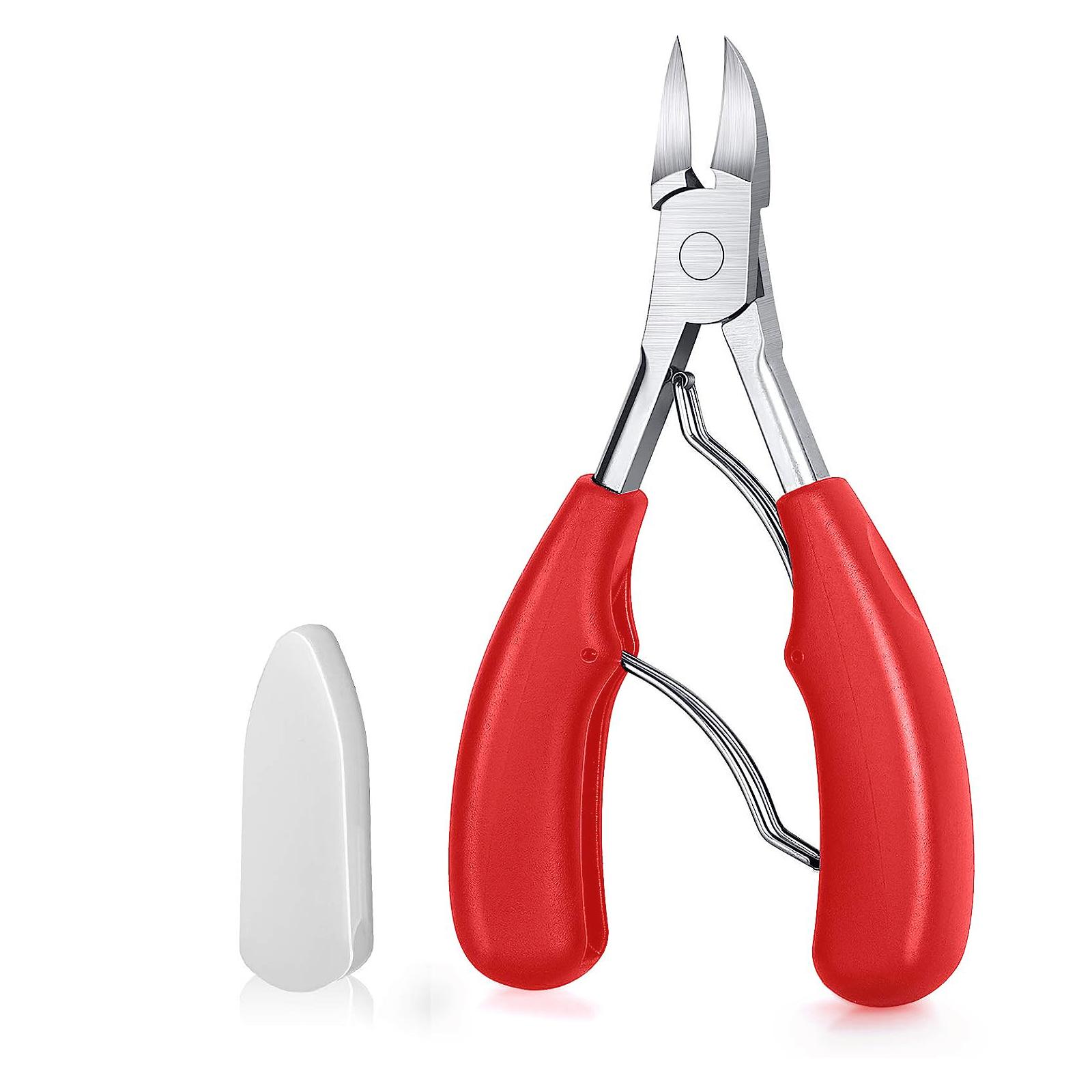 

Профессиональные кусачки для ногтей из нержавеющей стали для толстых ногтей и вросших ногтей, острый резак с изогнутым лезвием, инструмент для маникюра и педикюра красный