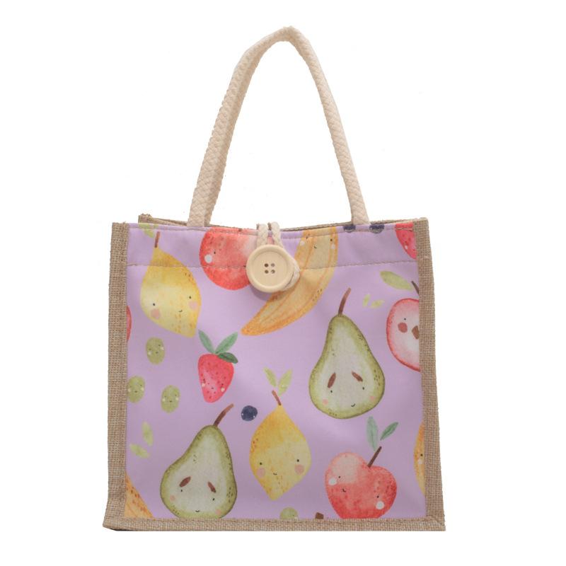 Cartoon Cute Student Hand-held Lunch Box Bento Bag Women's New Style Burlap Bag Wholesale Hand-held Gift Bag