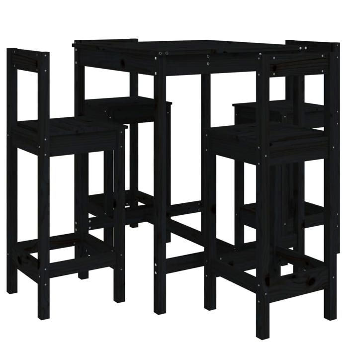 VidaXL Garden Bar Set 5 Pcs Black Solid Pine Wood, Bar Set, Furniture Set, Bar Set 3154744