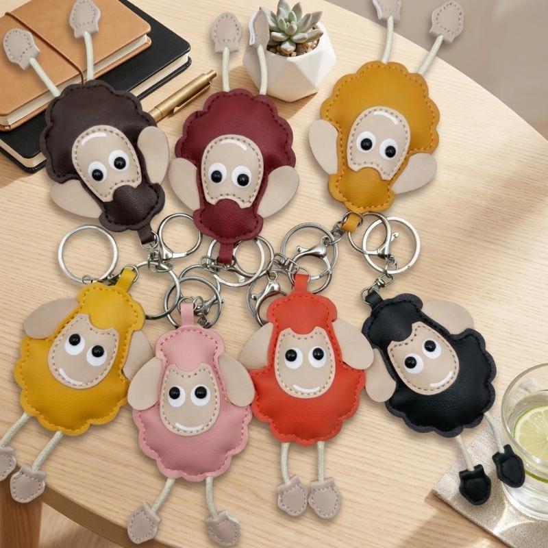 Cute Pu Leather Sheep Keychain Adorable Cartoon Light Weight Perfect For Backpack Phone Decoration Gift For Girls