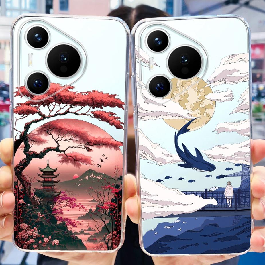 Für Huawei Pura 70 Hülle Niedliche Cartoon Bemalte Abdeckung Klare Silikon Handyhülle Für Huawei Pura 70 Pro Plus Pura70 Pro + Weiche Hülle