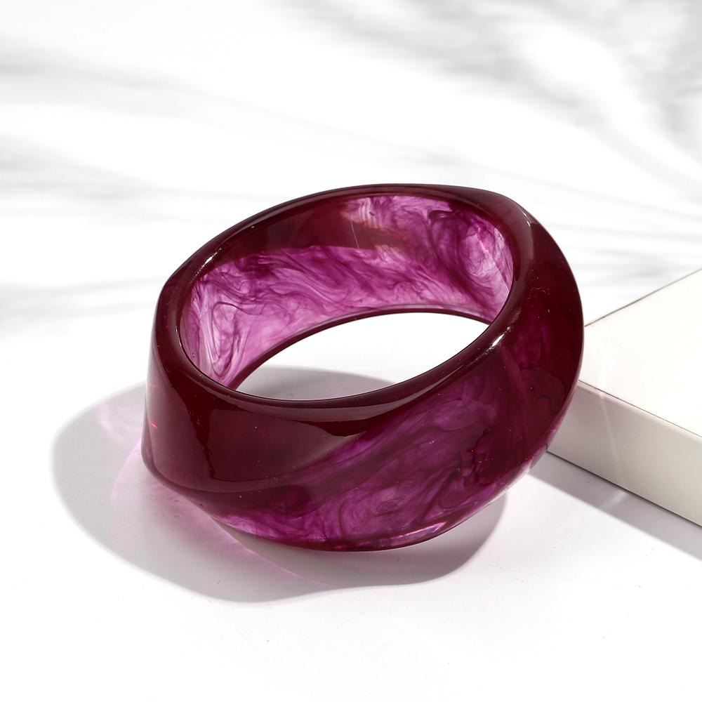 Trendy Thick Acrylic Irregular Bangle for Women Retro Dual Color Geometric Wide Cuff Bracelets Boho Fashion Jewelry Gift