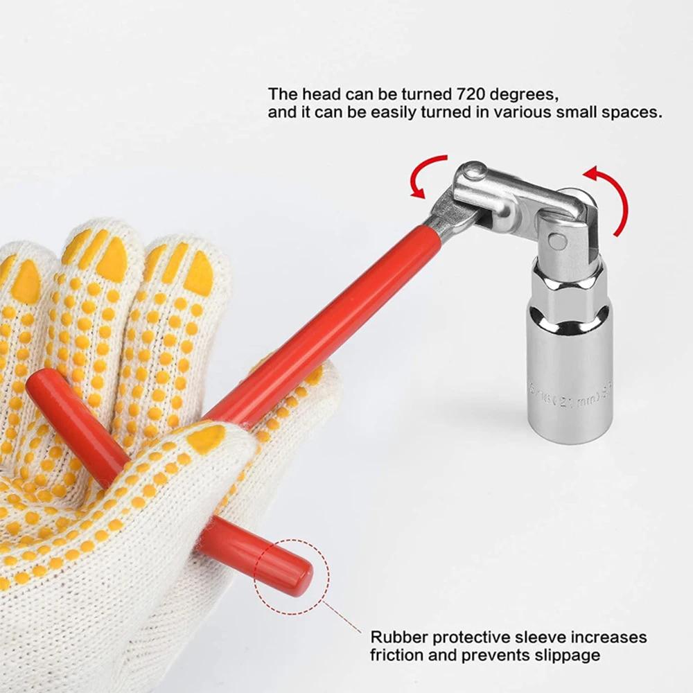 3 In 1 Car Motorcycle Repairing Tool Kit Spark Plug Removal Tool Socket Wrench 16mm (5/8") & 21mm (13/16") T-handle Wrench