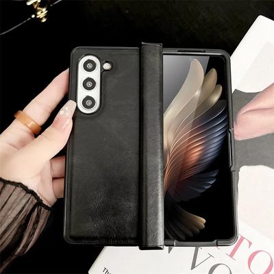 Matte Luxury Soft Leather Folding Hingle Shockproof Protection for Samsung Galaxy Z Fold 6 5 4 3 Case Back Cover Phone Accessory