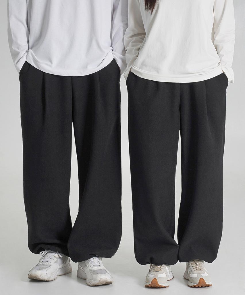Baldebeullangko [2Pack] Wide One-Pleat Corduroy Fleece-Lined String Pants [3 Colors]
