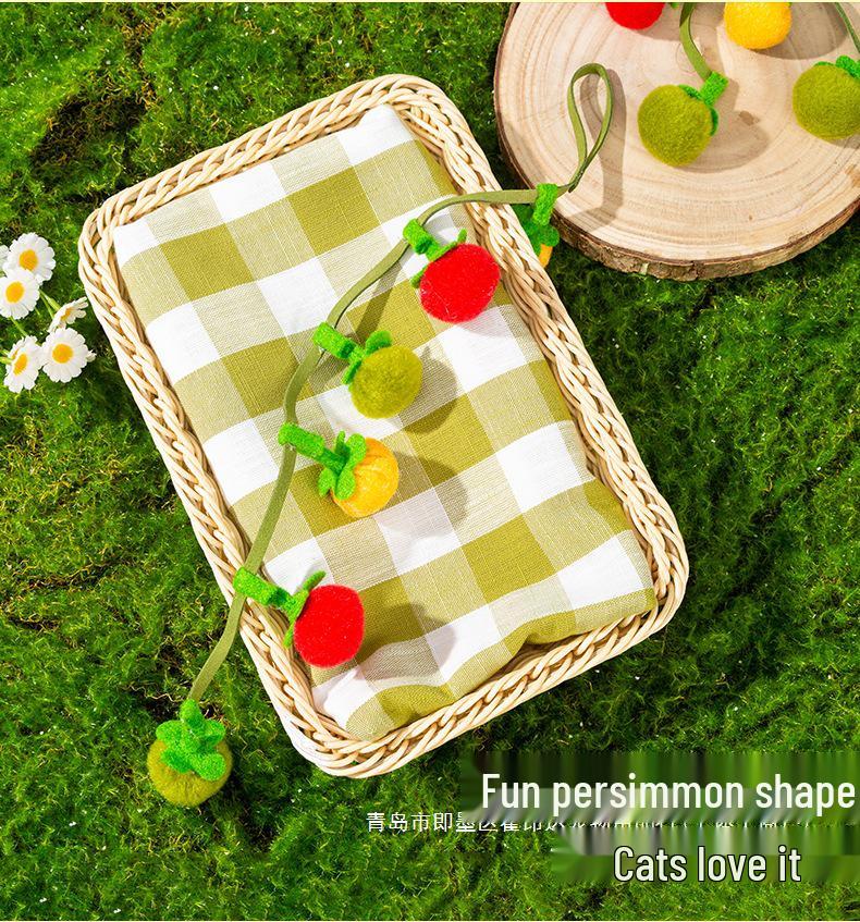 Bite-Resistant Tomato Teaser Wand with Bell - Self-Play Cat Toy for Kittens