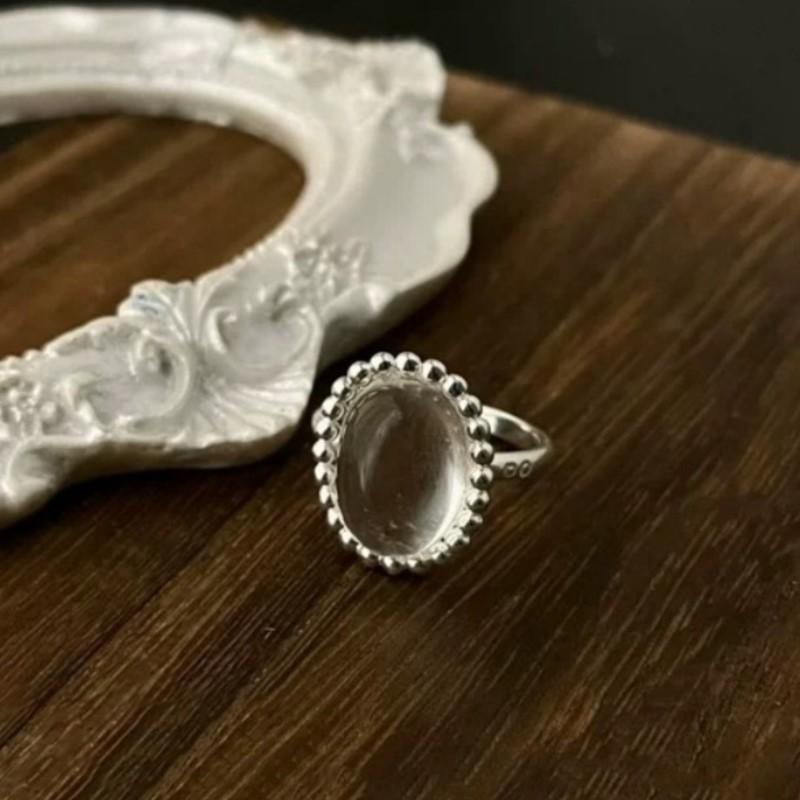 

PANJBJ 925 Sterling Silver Geometry Crystal Ring For Women Transparent Design Minimalism Versatile Ins Jewelry Gift Dropshipping