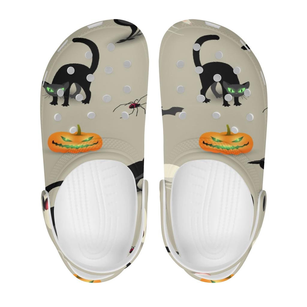 Printed White EVA Beach Clogs Unisex Lightweight Breathable Slip On Garden Shoes Pool Bathroom Home Summer Wear