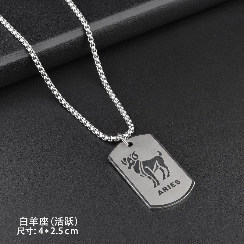Twelve Constellations Titanium Steel Necklace Hip Hop Trendy Pendant, Versatile for Men and Women, Street Couple
