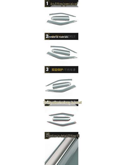 Bisu 17 T3 3D Stainless Steel Rain Guard Trim Car Stickers