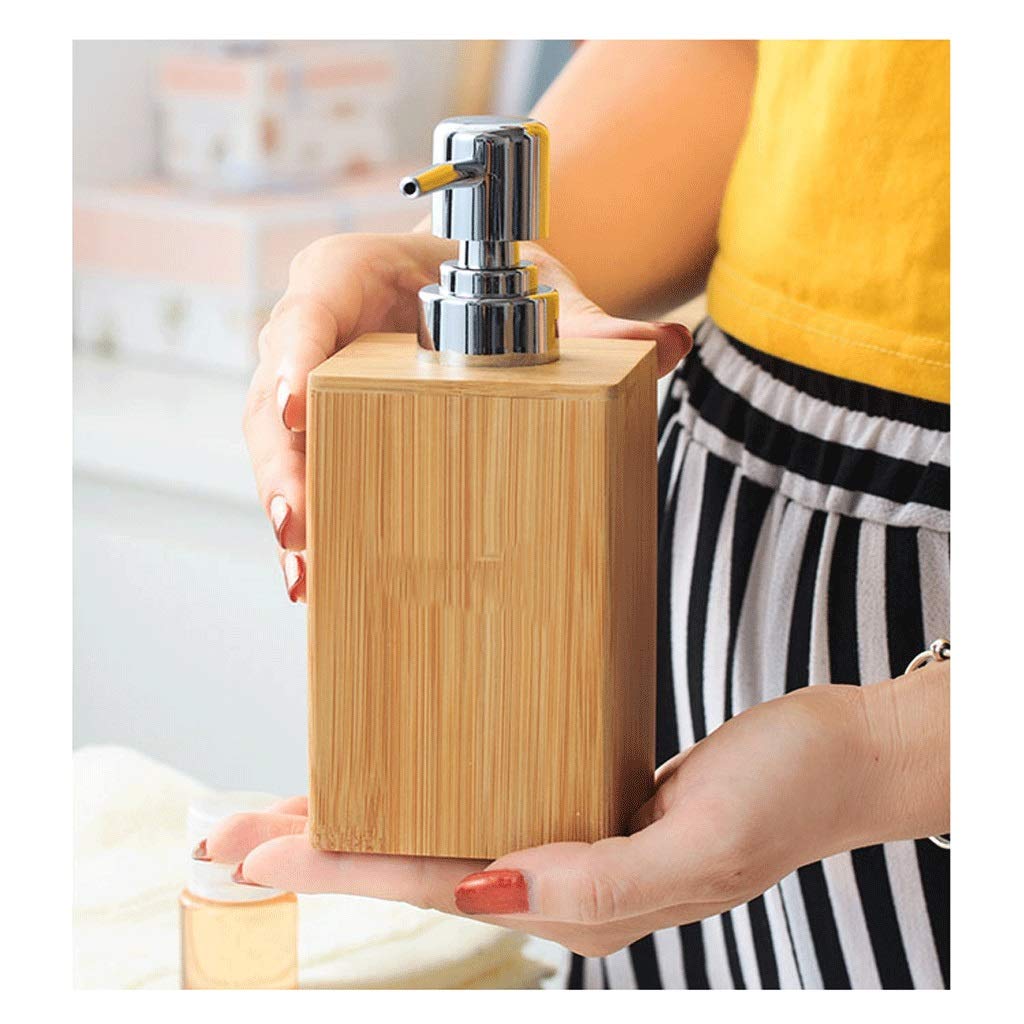 Nanzhu Wooden Shower Gel Dispenser Hand Soap Bottle Square Shower Gel Shampoo Container Handmade Bathroom Restaurant Hotel