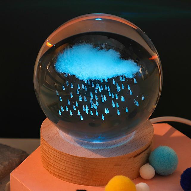 3D Galaxy Crystal Ball Night Light with Color-Changing Base - Unique Starry Sky Gift