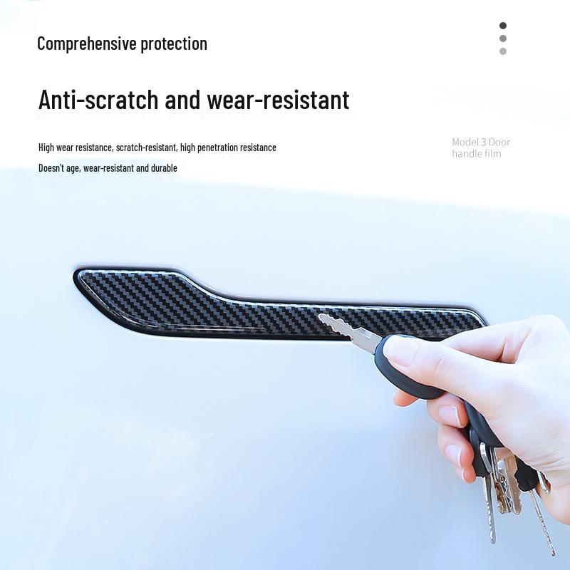 Carbon Fiber Door Handle Covers for Tesla Model Y & 3 - Black Mod Accessories