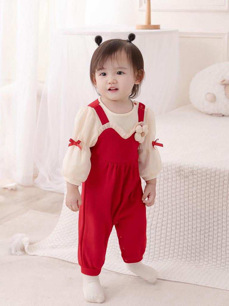 Autumn Long Sleeve Baby Romper – Newborn/1-Year-Old Girl Outfit