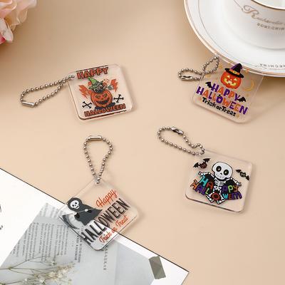 Creative Halloween Keychain Transparent Acrylic Keychain Backpack Small Pendant Cartoon Keychain