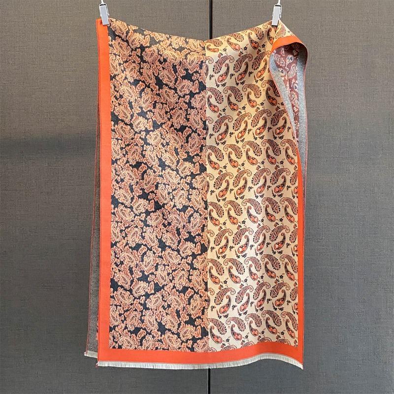 Autumn New Cashmere Tassel Scarf Women's Fashion Age-reducing Jacquard Scarf Warm and Thickened Large Shawl