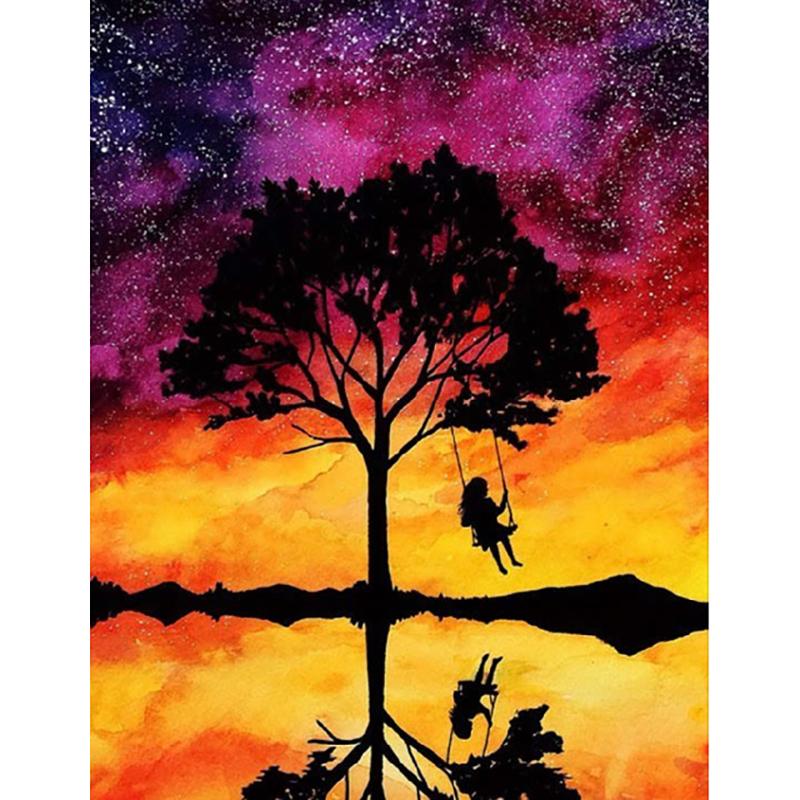 DIY Scenic 5D Diamond Painting Full Round Drill Tree Diamond Embroidery Cross Stitch Mosaic Cross Stitch Wall Art Home Decor