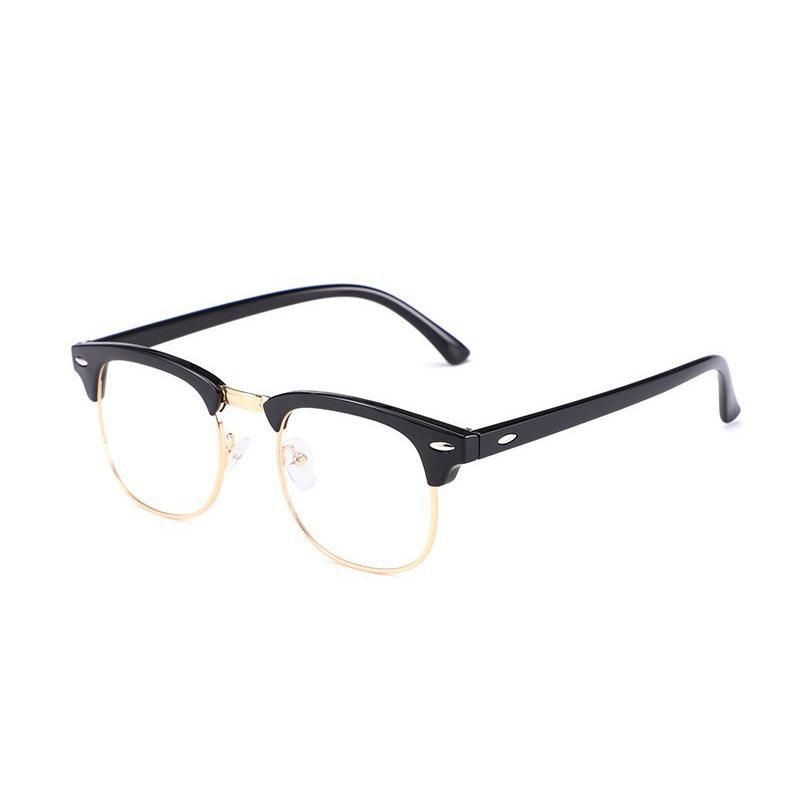 Men's Flat Glasses Retro Rice Nails Half-frame Anti-blue Glasses