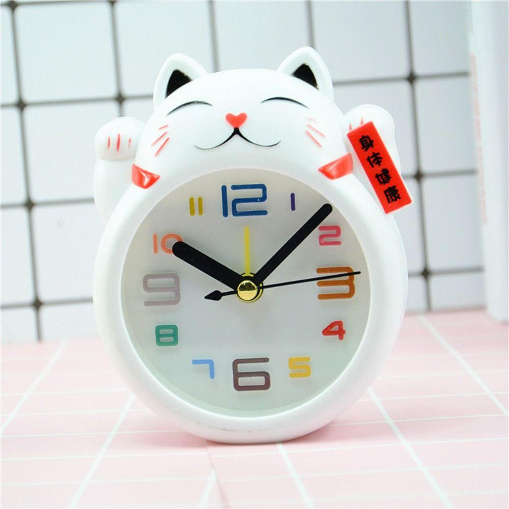 Creative Kids Alarm Clock Cartoon Table Clock Cat Desktop Decoration Lucky Cat Alarm Clock  Student