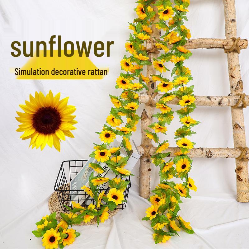 Sunflower Wall Hanging Basket - Artificial Vine for Indoor Decor