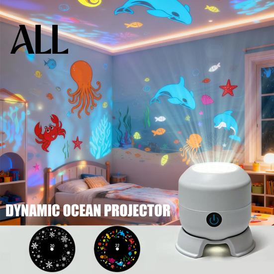 Festive Wall Projector Christmas Light, Dynamic Rotating Indoor Projection Lamp with Static Snowflake Reindeer Snowman Pattern for Ceiling Holiday