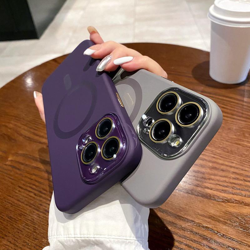 For iPhone 16 Pro Max Luxury Liquid Silicone Magsafe Magnetic Phone Case For iPhone 12 13 14 15 16 Plus Lens Protective Cover