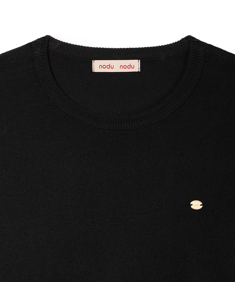 Nodeuyuumeon Basic Crew Neck Round Knit [Black]