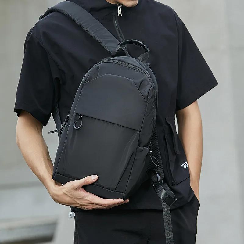 Small Men's Backpacks Sports Outdoor Man School Bag Fashion Oxford Cloth Mini Travel Shoulder Bags for Male 2024 Black Rucksack