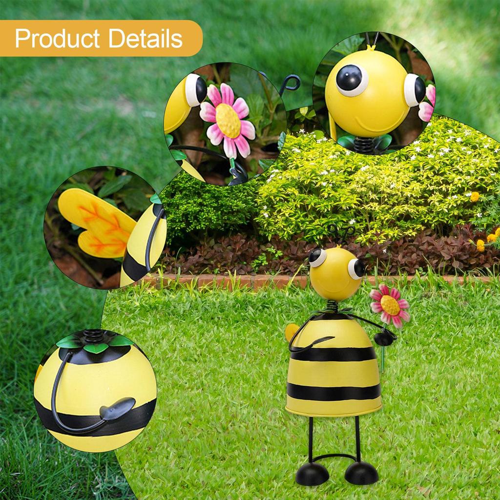 Garden Bee Statue Outdoor Ornament Collection Desktop Rustic Housewarming Gift Decorative Patio