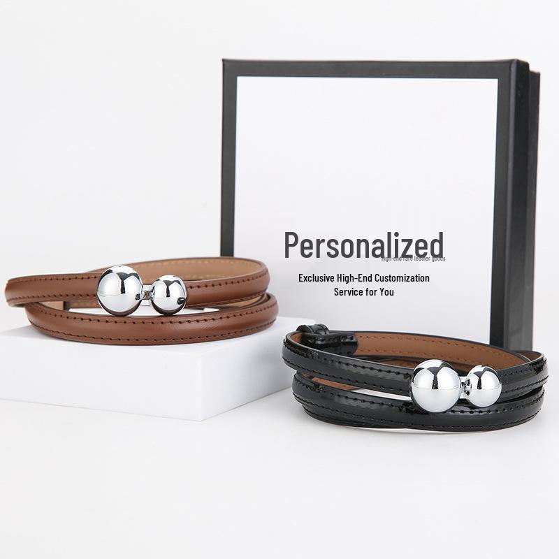 Women's Genuine Leather Adjustable Thin Belt for Suits and Skirts
