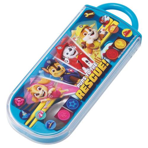 Skater Children's Lunch Box Trio Set Chopsticks Spoon Fork Antibacterial Treatment Easy To Open Slide Type Made In Japan Paw Patrol 25 Boys TACC2AG