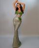 European and American new sexy hip-wrapped slim tube top three-dimensional flower feather sequined dinner party dress