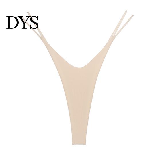 Thong Low Rise Elastic Waistband Solid Color Lady Panties Sexy Double Straps Bikini Style Briefs