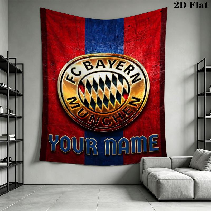 Custom Name Bayern Munich Wall Tapestry Aesthetic Wall Hanging Printed Fabric Blanket Decorative Tapestries for Bedroom Living Room Home Decor