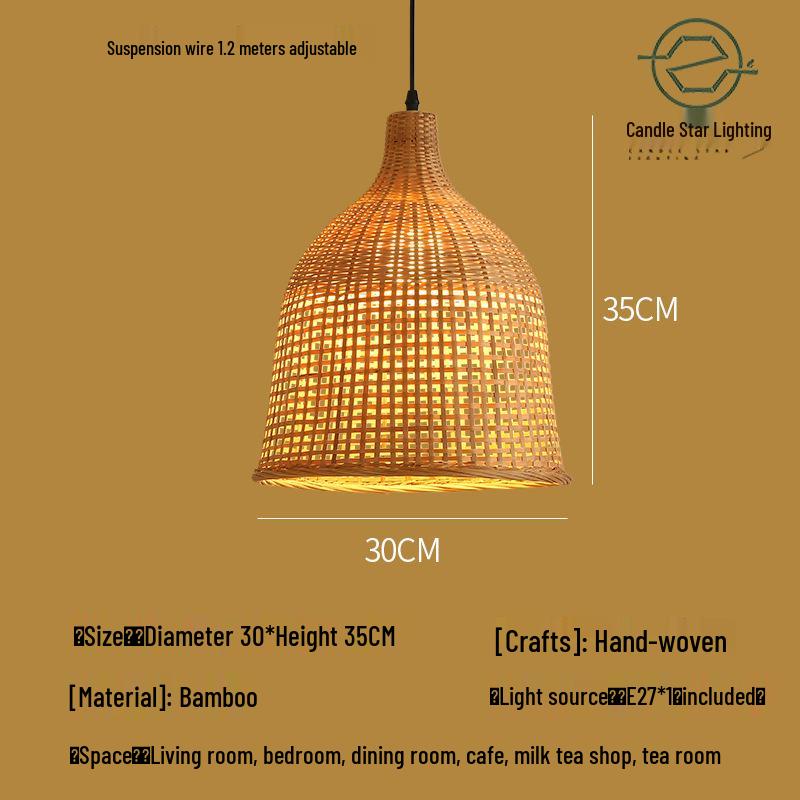 Zen Style Bamboo Rattan Pendant Light for Tea Rooms and Restaurants