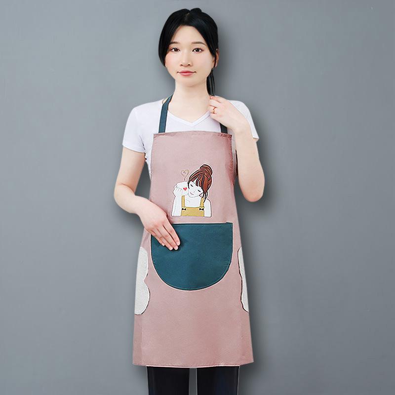 2023 Pink Waterproof Oilproof Half-Body Kitchen Apron for Men and Women