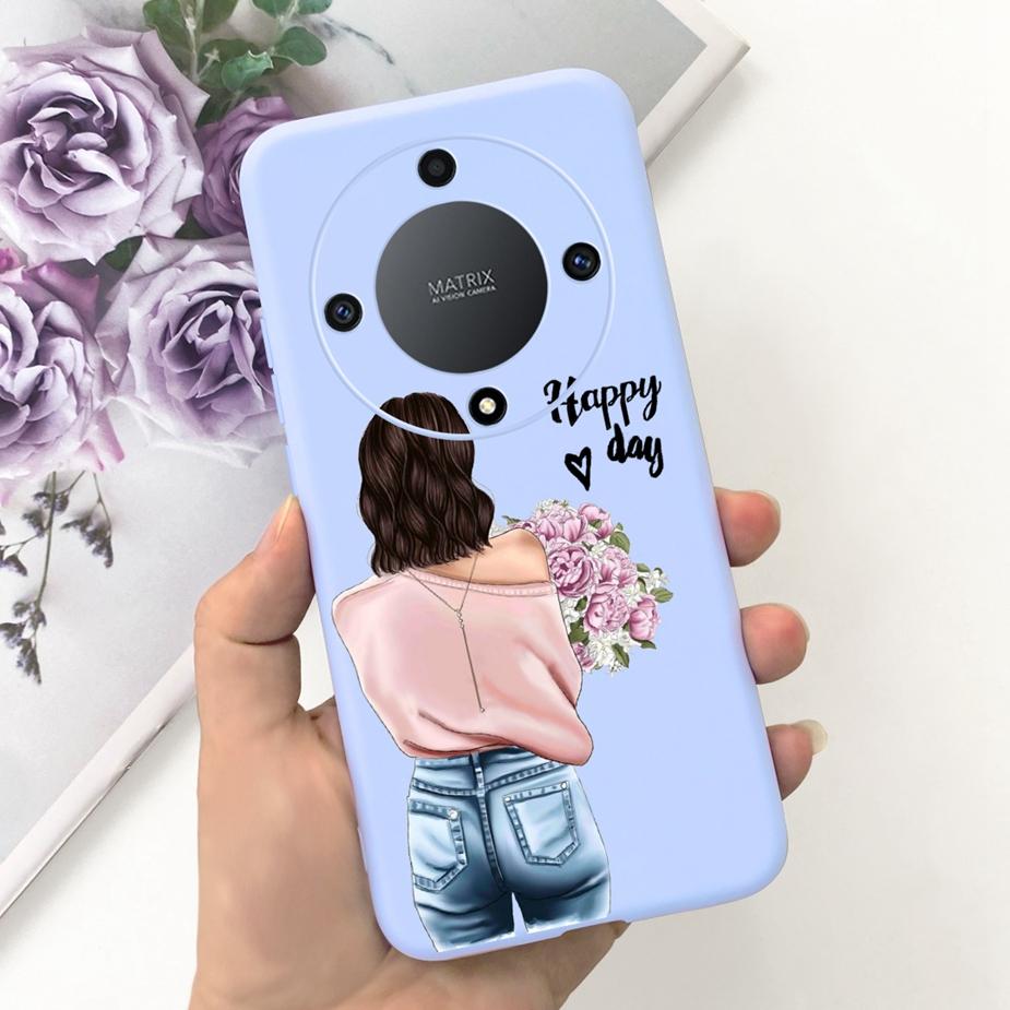 Für Honor Magic6 Lite Hülle Honor X9b Hübsche Mädchen Sonnenblumen Hülle Weiche Silikon Handyhülle Für Honor Magic6 Lite HonorX9b Bumper