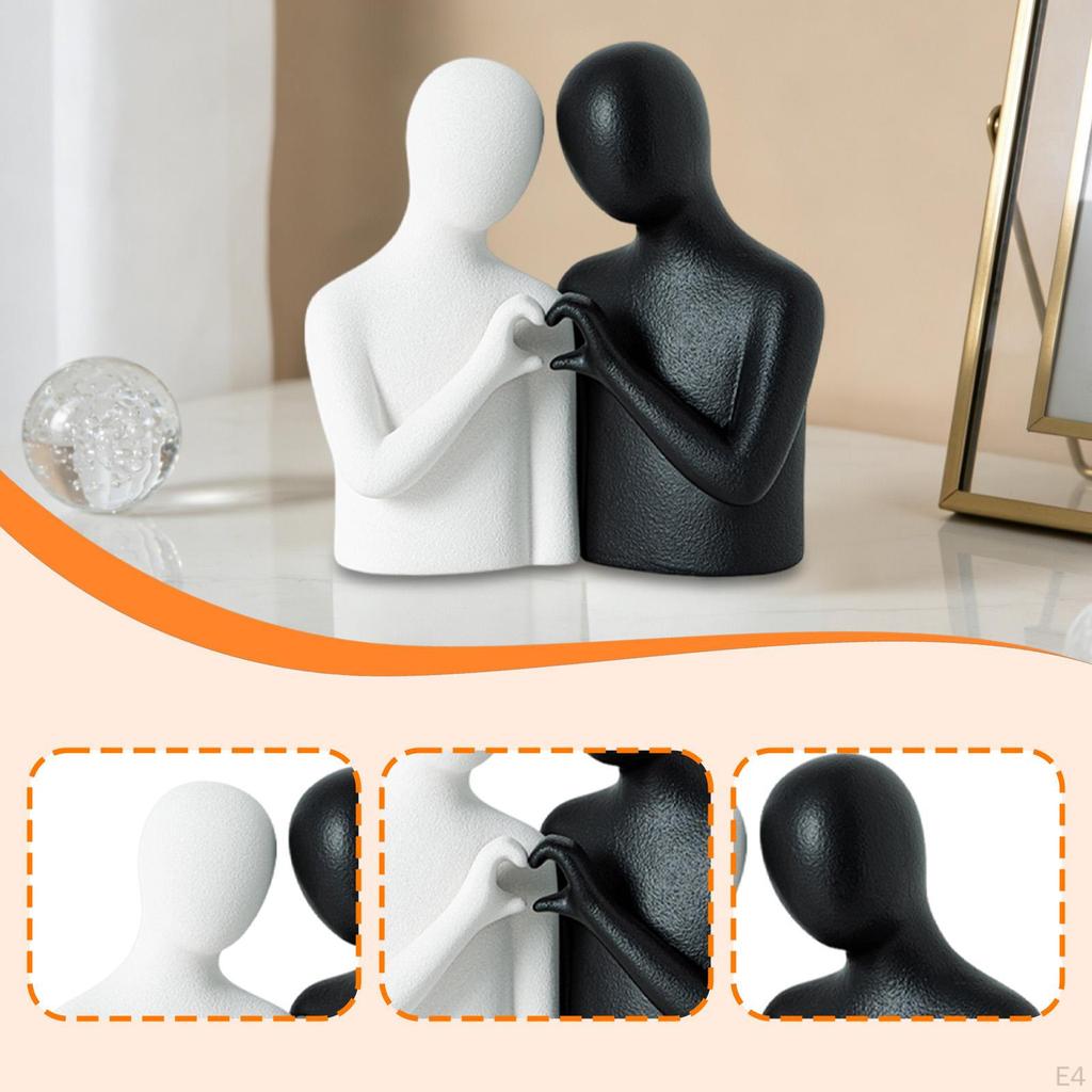 Abstract Couple Statue Desktop Ornament Art Porcelain Table Centerpiece Heart Gesture Figurine Lover