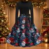 Women's Casual Christmas Print Dress, Round Neck Vintage Holiday Dress