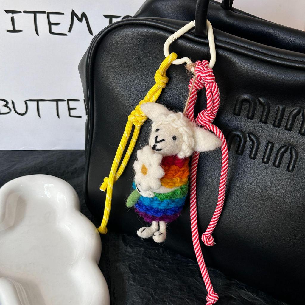Handmade Nepal Wool Felt Bag Charm: Cute Pendant Jewelry Accessory