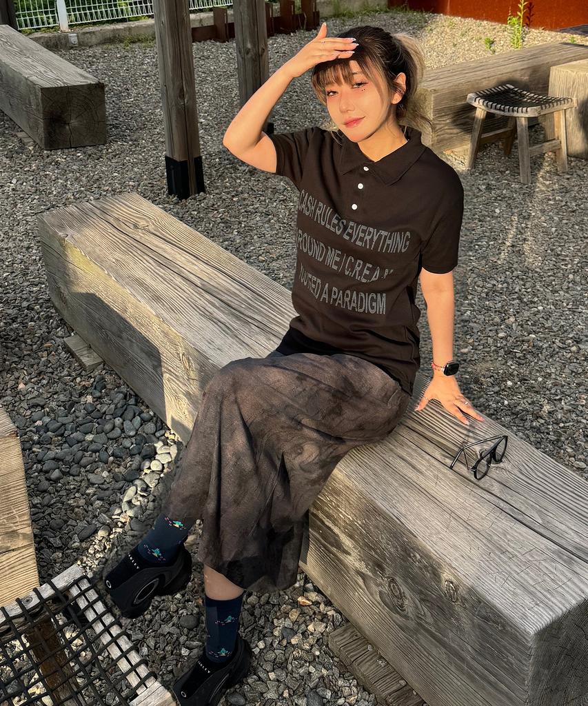 PLASMA SPHERE Tornado Check Studded Sweat Maxi Skirt_2 Colors