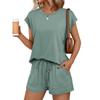 Set da donna casual con top a maniche corte e pantaloncini con coulisse